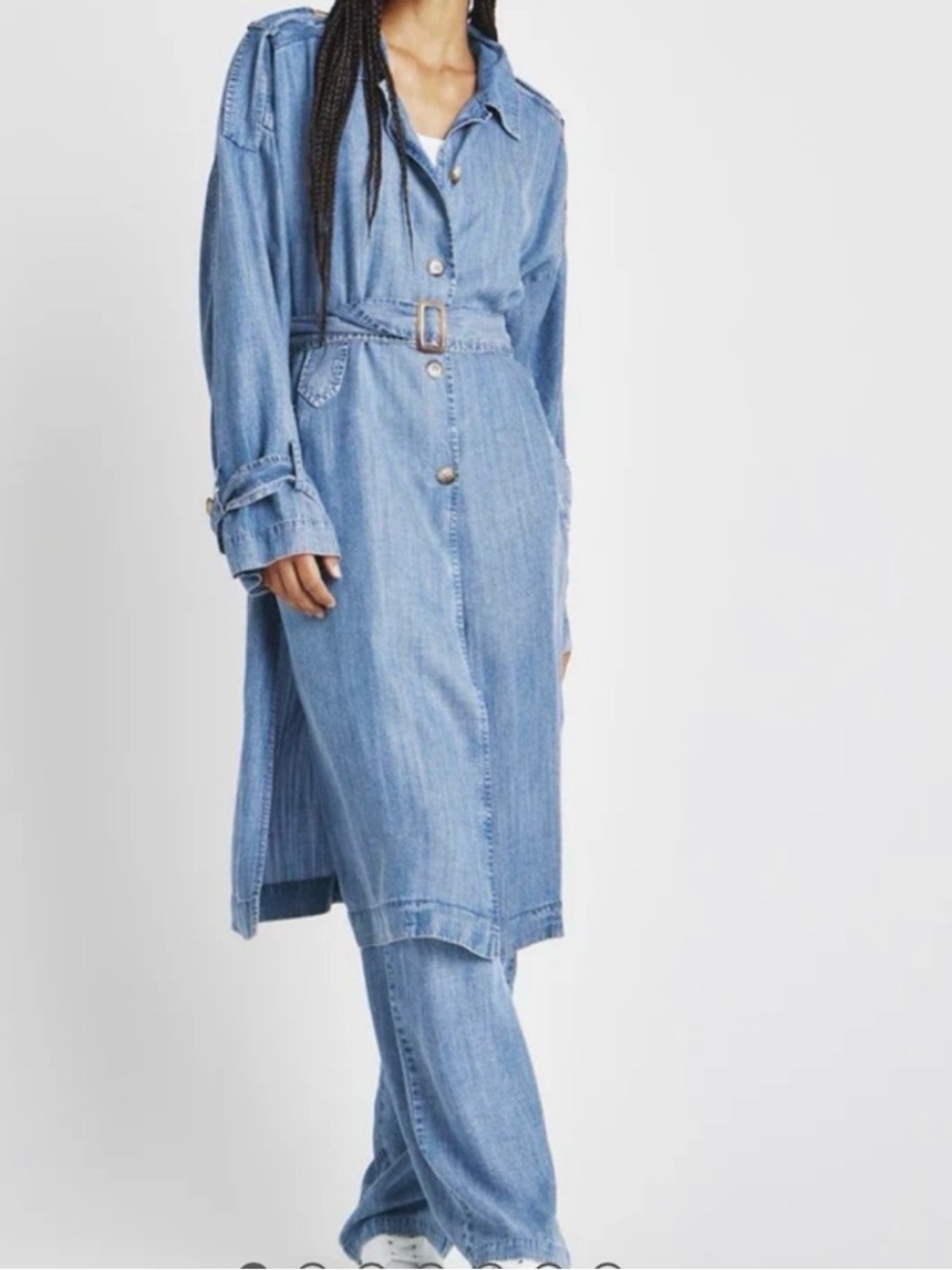 Splendid NWT Light Blue Denim Trench Coat Size Small